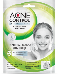 Фотография Фитокосметик Acne Control Professional • МАСКА для лица • тканевая Антиоксидантная очищающая 25мл • арт.7629
