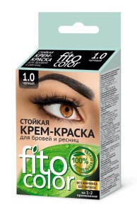 ФИТОКОСМЕТИК Стойкая Крем-краска для бровей и ресниц Fito color, тон черный (на 2 применения), 2х2мл