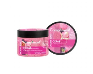 Фотография Compliment Double Beauty Скраб для тела с экстрактом инжира и розы УПРУГОСТЬ и ТОНУС 400мл,арт.640903
