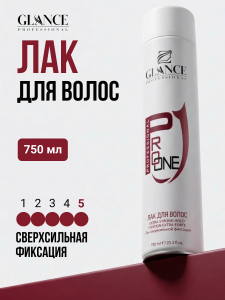Фотография  Glance Professional Лак для волос PRO ONE HAIR  Сверхсильная Фиксация 750 мл