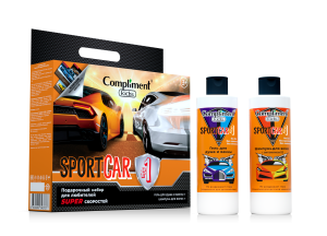 Фотография Compliment Подарочный набор №1169 • KidsSportcar #1 Оранжевый • Гель для душа и ванны 200мл +Шампунь 200мл +Карточки транспорт • арт.645144