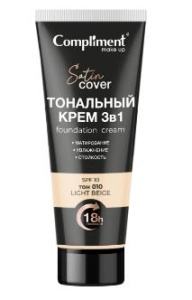 Фотография Compliment Тональный крем • 3-в-1 • Тон 010 • Светло-бежевый • 30мл