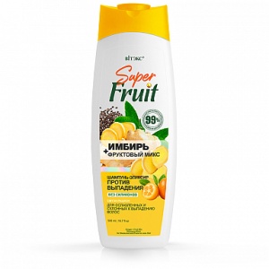 ВИТЭКС Super FRUIT ИМБИРЬ+фруктовый микс ШАМПУНЬ-ЭЛИКСИР для волос ПРОТИВ ВЫПАДЕНИЯ (без силиконов),