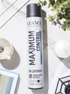 Glance Professional Лак для волос профессиональный • Максимальный Контроль • Maximum Control • 400мл Фотография Glance Professional Лак для волос профессиональный • Максимальный Контроль • Maximum Control • 400мл