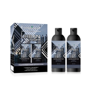 Фотография Compliment Подарочный набор №1730 • Men Urban night • Шампунь Заряд Энергии 250мл +Гель для душа Заряд Энергии 250мл +Мочалка • арт.640385