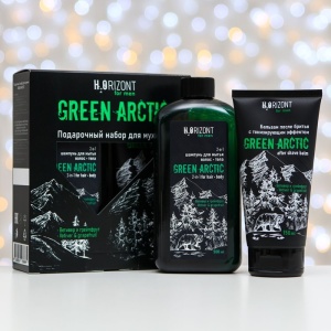 Фотография Family Cosmetics Подарочный набор • Н2Orizon Green Arctic • Шампунь 2-в-1 500мл +Бальзам после бритья 150мл • арт.FPN-10473