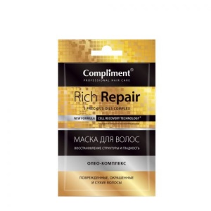 Фотография Compliment САШЕ Маска для волос Rich repair Восстановление структуры и гладкость, 25мл • арт.874033