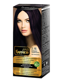 Фотография  Белита-М Hair Happiness Стойкая Крем-краска для волос Аммиачная тон 3.16 Холодный Тёмный шатен