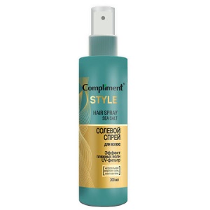 Фотография Compliment Солевой спрей для волос ЭФФЕКТ ПЛЯЖНЫХ ВОЛН 200мл • арт. 644765