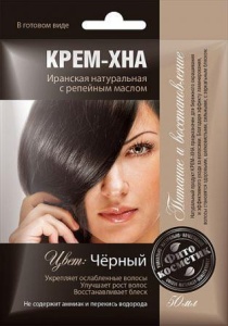 Фотография Фитокосметик Крем-Хна • в готовом виде • Черный" с репейным маслом 50мл • арт.1095