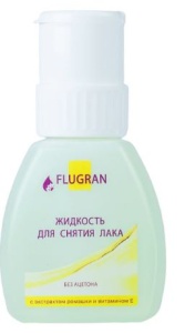 FLUGRAN Жидкость для снятия лака с экстрактом РОМАШКИ (без ацетона, с помпой) 250 мл