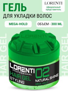 LORENTI Гель для волос 02 NATURAL SHINE MEGA HOLD 300 мл