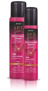 Фотография Витекс Lux Volume Роскошный Объем • ЛАК Mega-Объем до 5 дней для укладки волос СУПЕРСИЛЬНОЙ фиксации 5в1, 500мл, код 01 48