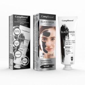 Compliment Black mask Моментальная экспресс-маска для лица ЧЕРНАЯ Детокс&Сияние 80мл/20шт арт.875344