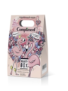 Фотография Compliment Подарочный набор №1342 Beauty box Розовый фламинго (Пена для ванны 80мл + Желе для умывания 80мл + Лосьон для тела 80мл) • арт.913348