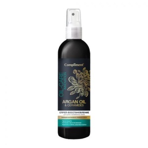 Compliment ARGAN OIL & CERAMIDES Спрей-восстановление для сухих и ослабленных  волос, 200мл/24шт, ар