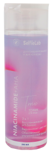 Фотография SELfieLAB Niacinamide + AHA ТОНИК для лица c Д-пантенолом, AHA-кислотами, ниацинамидом и актинидией китайской для комбинированной и жирной кожи, флакон 200мл