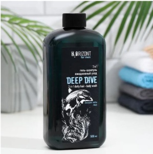 FAMILY COSMETICS H2Orizont ГЕЛЬ-ШАМПУНЬ ежедневный уход 2в1 DEEP DIVE, 500мл FH2O-208