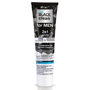 Фотография Витекс Black Clean • FOR MEN • 2в1 КРЕМ ПОСЛЕ БРИТЬЯ + УВЛАЖНЯЮЩ. БАЛЬЗАМ с комплексом детокс-защиты,100мл, код 51 06