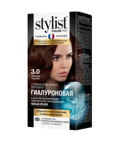 Фотография Global Bio Cosmetic Стойкая крем-краска • Гиалуроновая • Тон 3.0 • Темный каштан • 115мл • арт.GB-7966