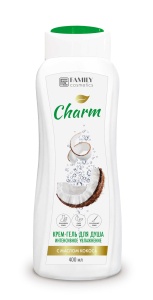 Фотография  FAMILY COSMETICS CHARM Крем-гель для душа "Интенсивное увлажнение" с маслом кокоса 400мл, арт.CHARM-001 