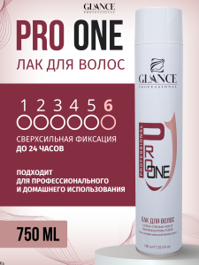 Фотография  Glance Professional Лак для волос PRO ONE HAIR  Сверхсильная Фиксация 750 мл