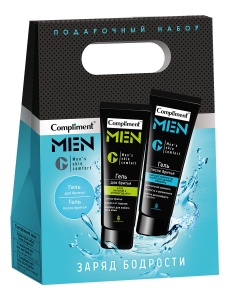 Compliment ПН №1990 men Заряд бодрости (Гель д/бритья 80мл+Гель п/бритья 80мл), арт.913010