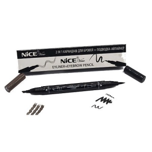 NV-802-3 Карандаш для бровей ГОРЬКИЙ ШОКОЛАД  (ЧЁРН. ,с 4-полосн.аппл+Подводка-фломастер)/6шт