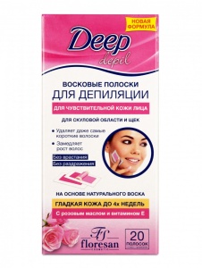 Флоресан Deep Depil Восковые полоски для депиляции чувствительной кожи лица, скуловой области и щёк