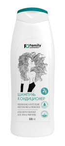 FAMILY COSMETICS Шампунь-Кондиционер 2 в1 УВЛАЖНЕНИЕ и УКРЕПЛЕНИЕ для всех типов волос, 500мл Арт.FS