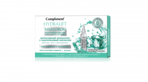 Фотография Compliment HYDRALIFT HYALURON Интенсивный концентрат с гиалуроновой кислотой для лица, шеи и зоны декольте Ревитализация & Увлажнение 7х2 мл • арт.877928