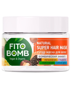 Фотография Фитокосметик Fito Bomb • МАСКА для волос • Увлажнение+Гладкость+Укрепление+Сияние цвета • 250мл • арт.7228