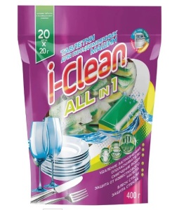 Фотография Romax Таблетки для посудомоечных машин • I-Clean • All in 1 • 20шт • 400гр