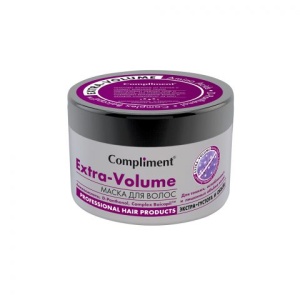 Фотография Compliment Маска для волос Extra Volume с аминокислотами, D-panthenol, Complex Baicapil, для тонких, ослабленных и лишенных объема волос Экстра густота и объём 500мл • арт.798498