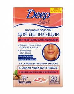 Флоресан Deep Depil Восковые полоски для депиляции д/чувствит.кожи лица 20полосок  арт.Ф-432