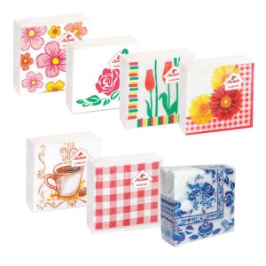 Салфетки ЛИЛИЯ  100шт с рисунком (в ассортименте) 1 сл. 24*24  №8932