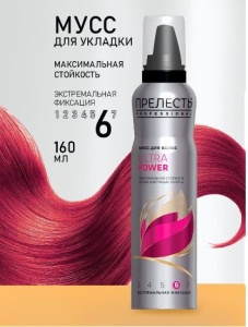 Фотография Прелесть Professional Мусс для укладки волос • Ultra Power • Экстремальной фиксации • 160мл