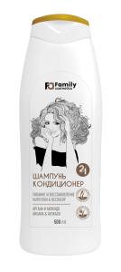FAMILY COSMETICS Шампунь-Кондиционер 2 в1 ПИТАНИЕ и ВОССТАНОВЛЕНИЕ для всех типов волос, 500мл Арт.F