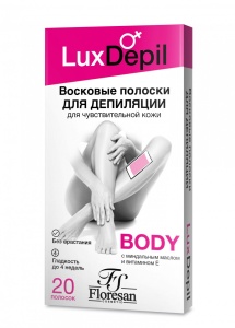 Фотография  Флоресан Lux Depil Восковые полоски для депиляции чувствительной кожи с РОМАШКОЙ 20полосок арт.Ф-489