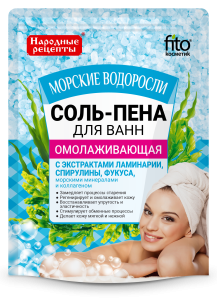 Фотография Фитокосметик Соль-пена для ванн • ОМОЛАЖИВАЮЩАЯ Морские водоросли Народные Рецепты •  200г  • арт.6154