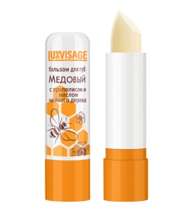 Luxvisage Бальзам для губ Медовый, с ПРОПОЛИСОМ  и МАСЛОМ ЧАЙНОГО ДЕРЕВА (без блистера) 3,9