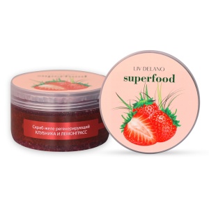 Фотография Liv Delano SUPERFOOD • Скраб-желе регенерирующий КЛУБНИКА И ЛЕМОНГРАСС • 240г