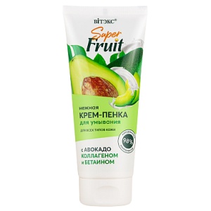 ВИТЭКС Super FRUIT уход за лицом Крем-Пенка для умывания с Авокадо, Коллагеном и Бетаином, 200мл