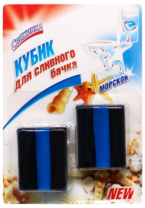 Фотография Свежинка Чистящий кубик для сливного бачка с гелевой вставкой Моской • 2х50гр