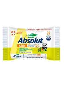 Фотография ПКК Весна Салфетки влажные гигиенические детские • Absolut Kids Череда • 20шт • Арт.2500