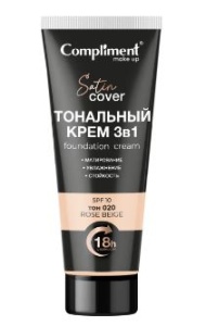 Compliment Тональный крем 3в1 тон 020 Бежево-розовый, 30мл