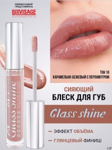 Л-В БЛЕСК для губ  LUX visage Glass Shine 10 тон , 3г/5шт Арт.К460
