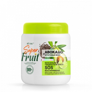 Фотография Витекс Витэкс • Super Fruit • АВОКАДО + фруктовый микс • Маска-Бальзам для волос • Гладкость И Блеск • SOS-восстановление • 450мл