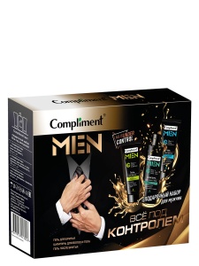 Фотография Compliment Подарочный набор №1992 • Men Все под контролем • Гель для бритья 80мл +Гель после бритья 80мл +Шампунь 200мл • арт.913058