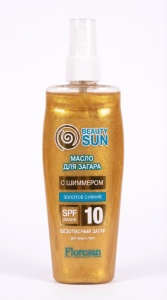 Фотография  FLORESAN Beauty SUN Масло для быстрого загара "ЗОЛОТОЕ СИЯНИЕ" с шиммером SPF 10, 135 мл арт.Ф-818